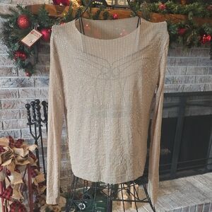 Elegant Beige Long Sleeve Top